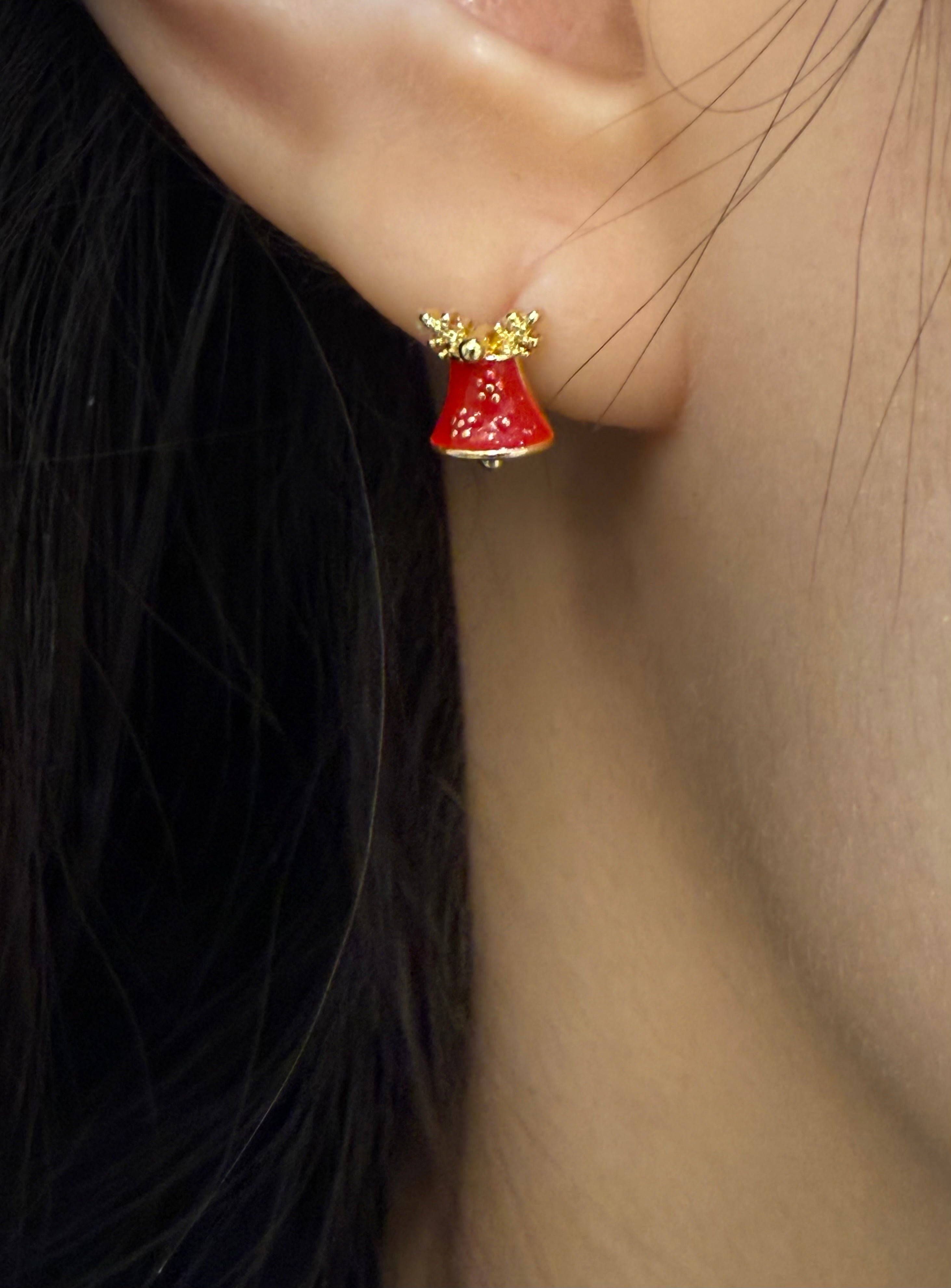 Christmas reindeer bell earrings