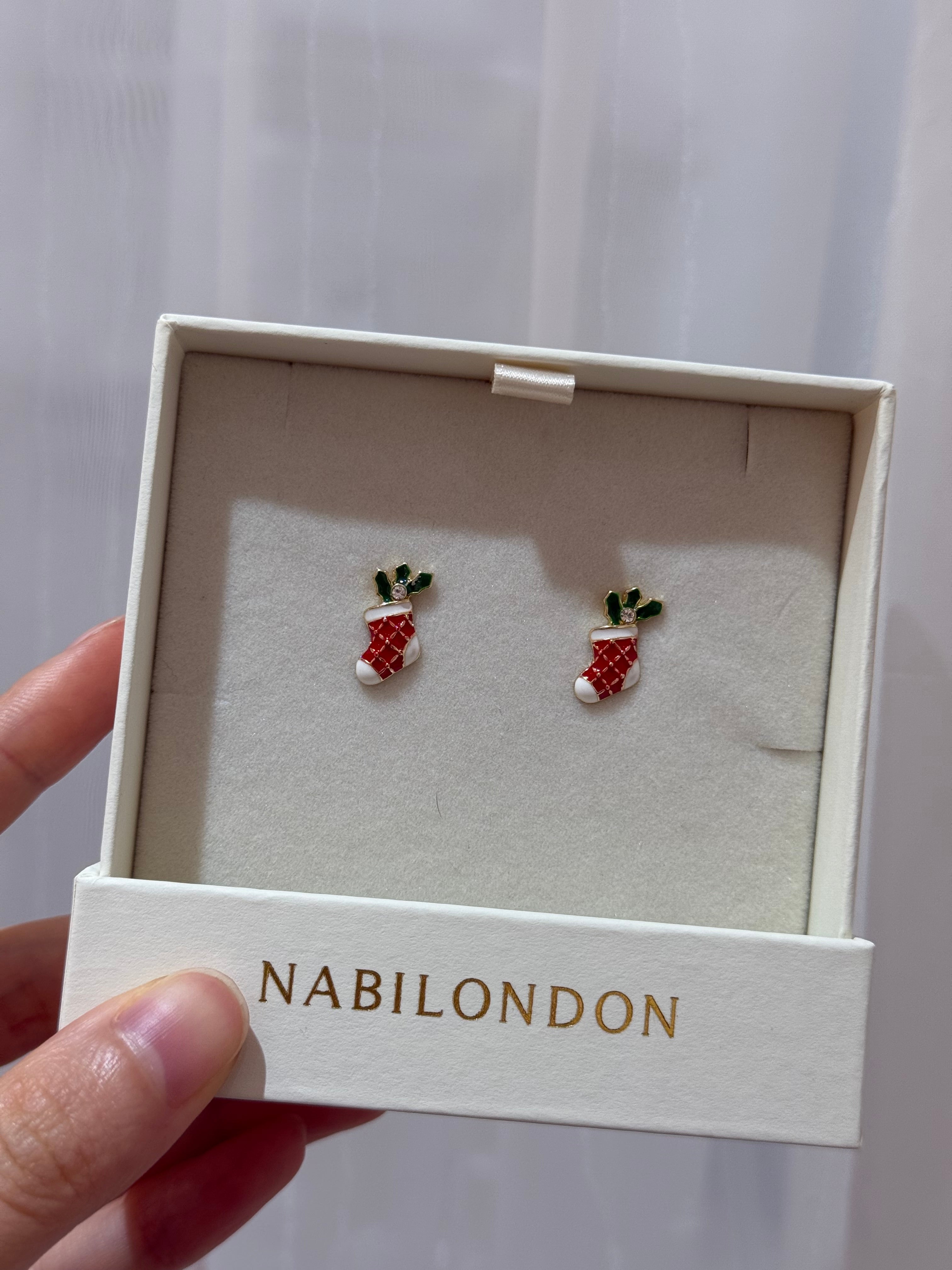 Christmas socks cubic earrings