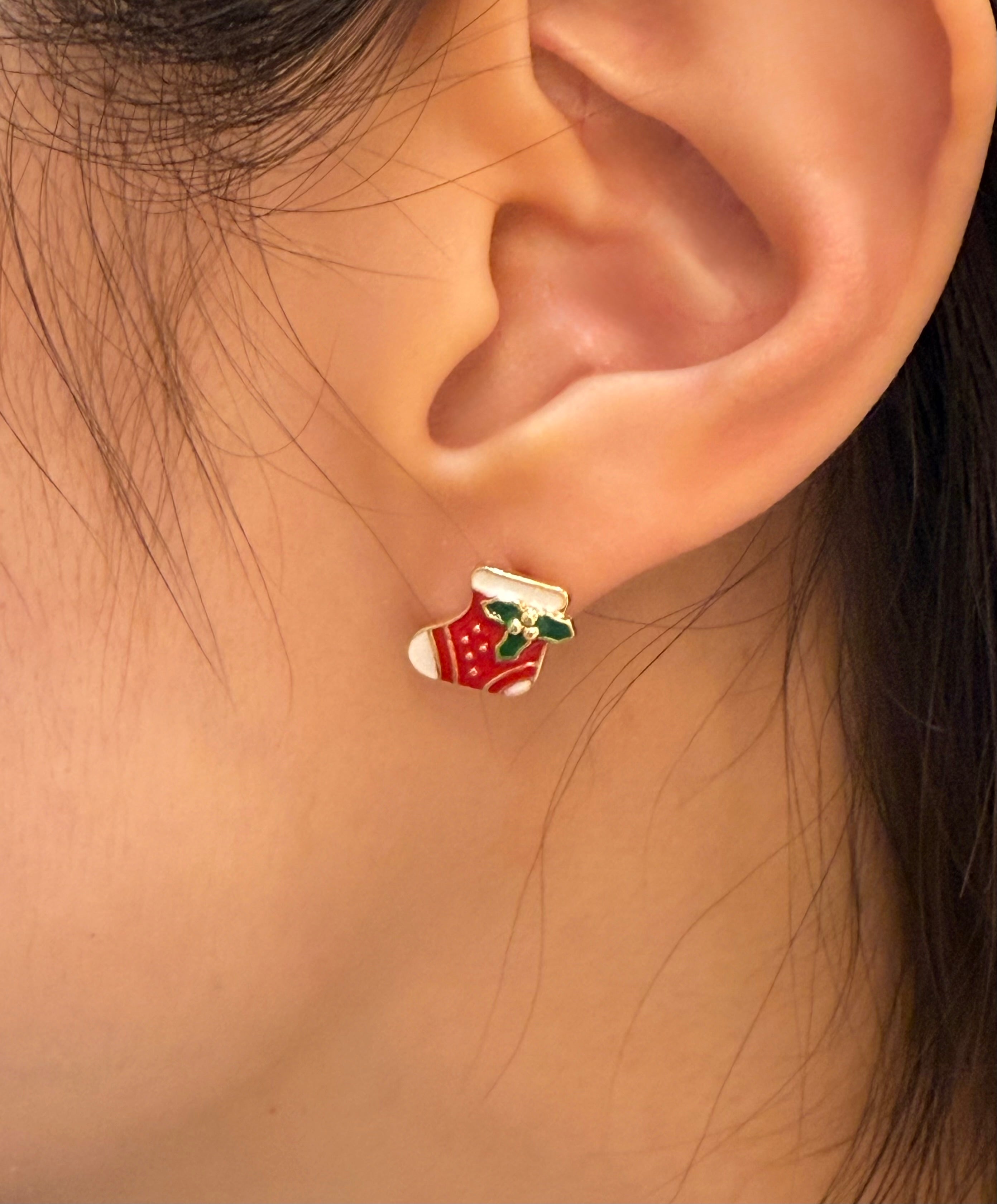 Christmas socks earrings