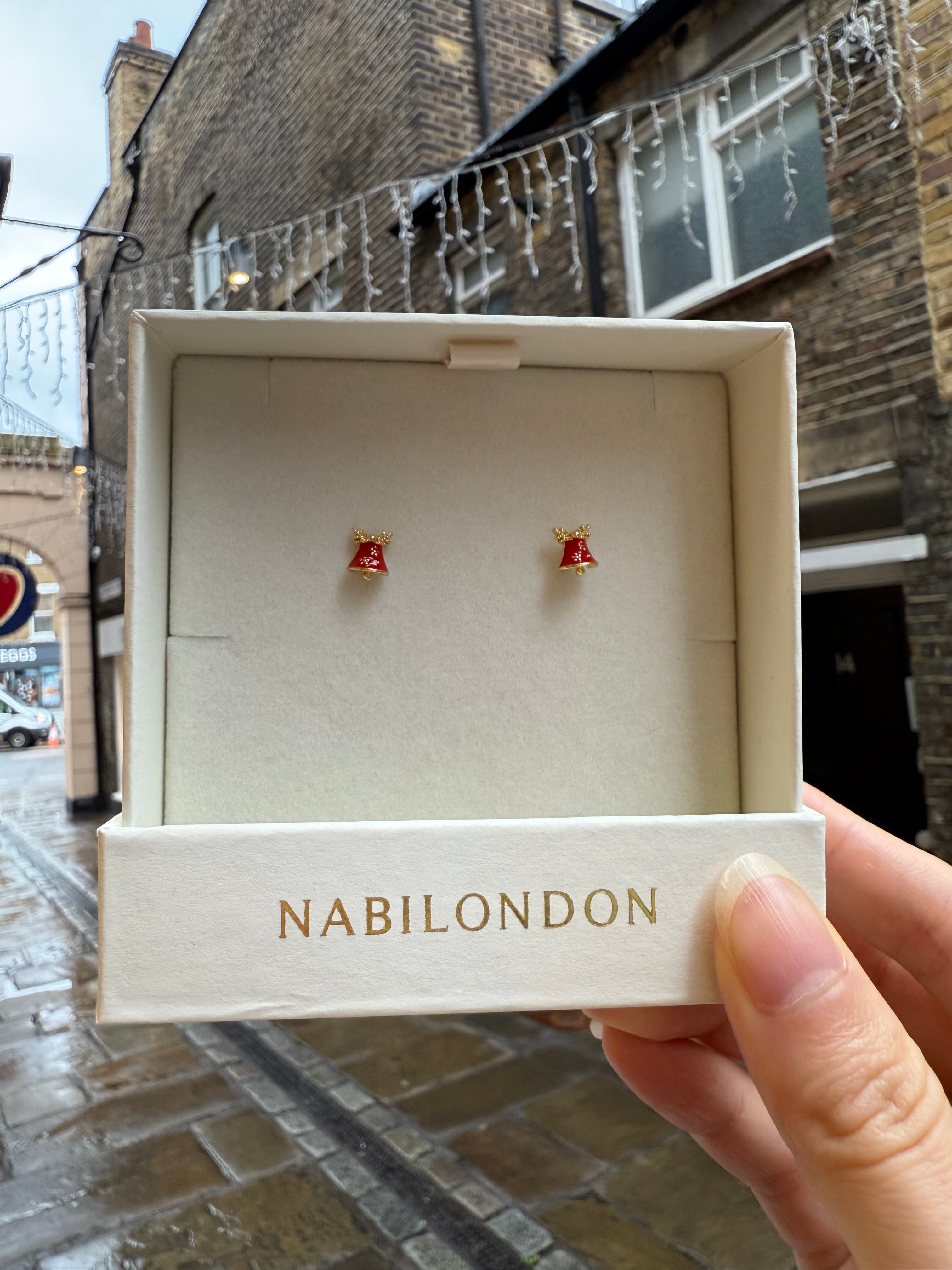 Christmas reindeer bell earrings