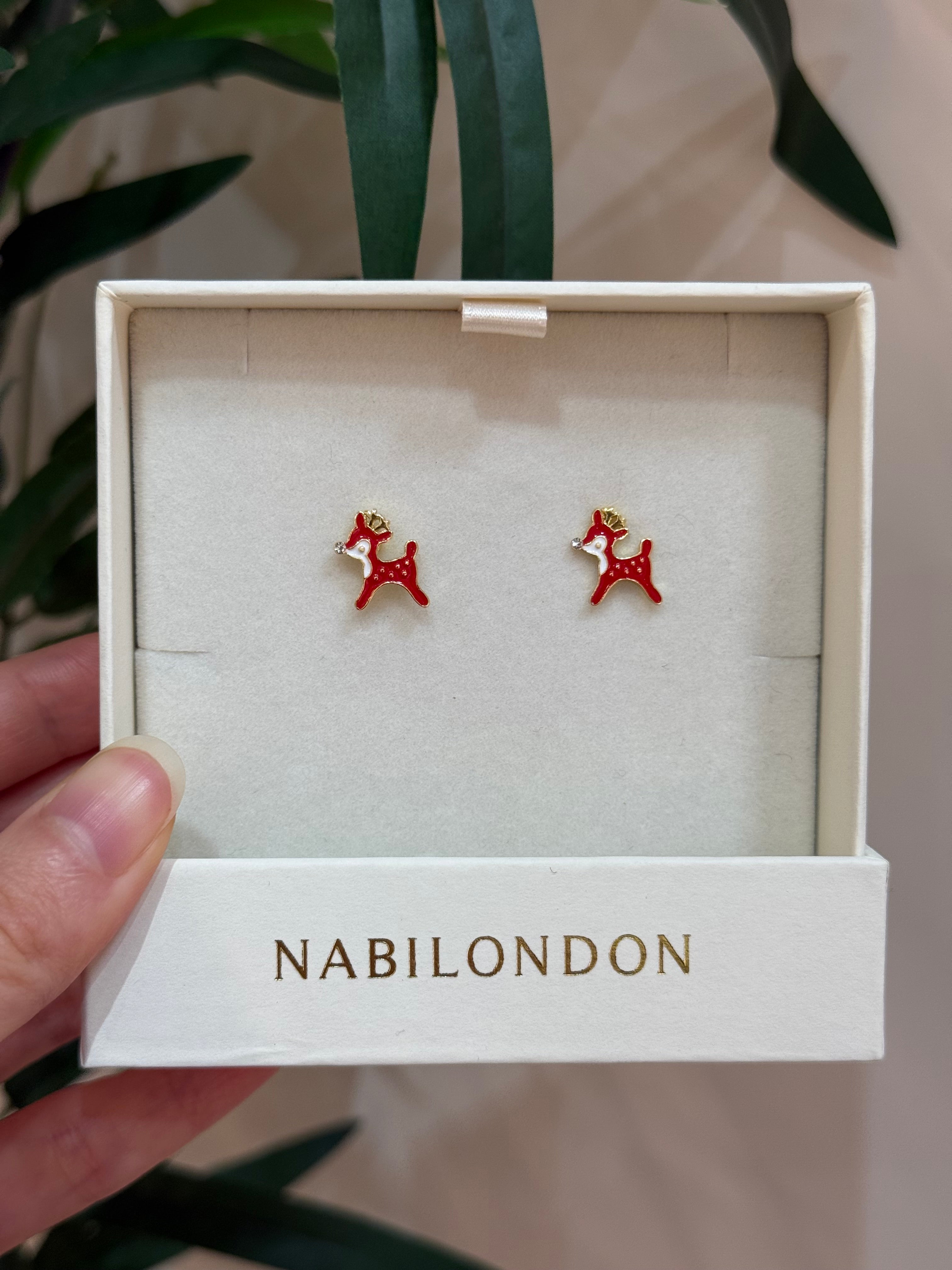 Christmas reindeer cubic earrings