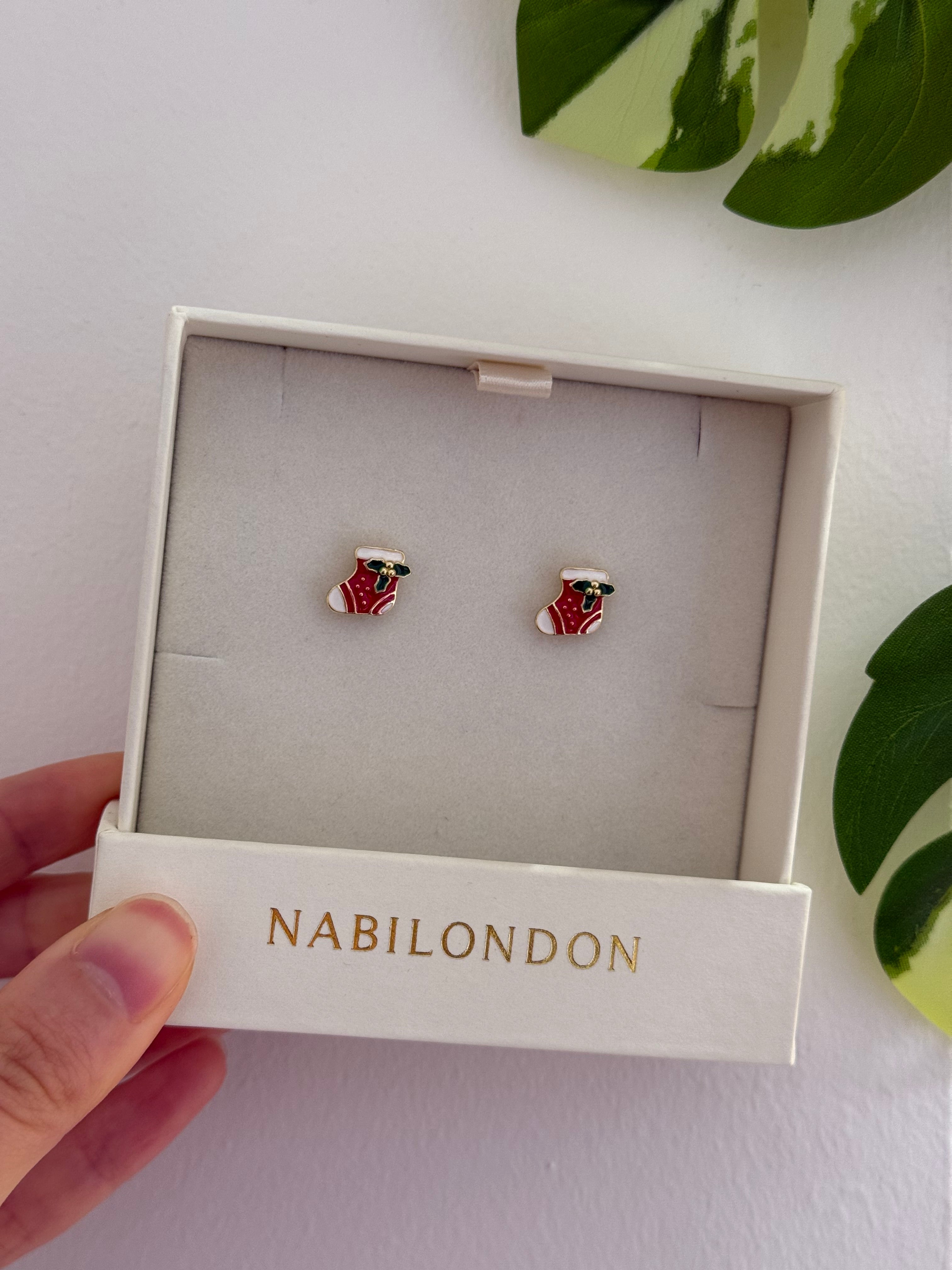 Christmas socks earrings