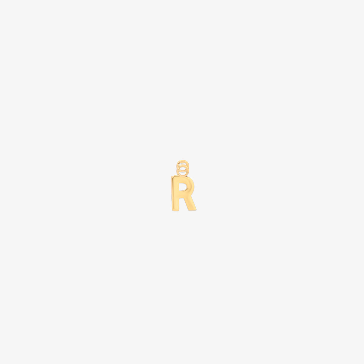 Classic gold initial pendant charm with a smooth, polished surface and elegant serif lettering.
