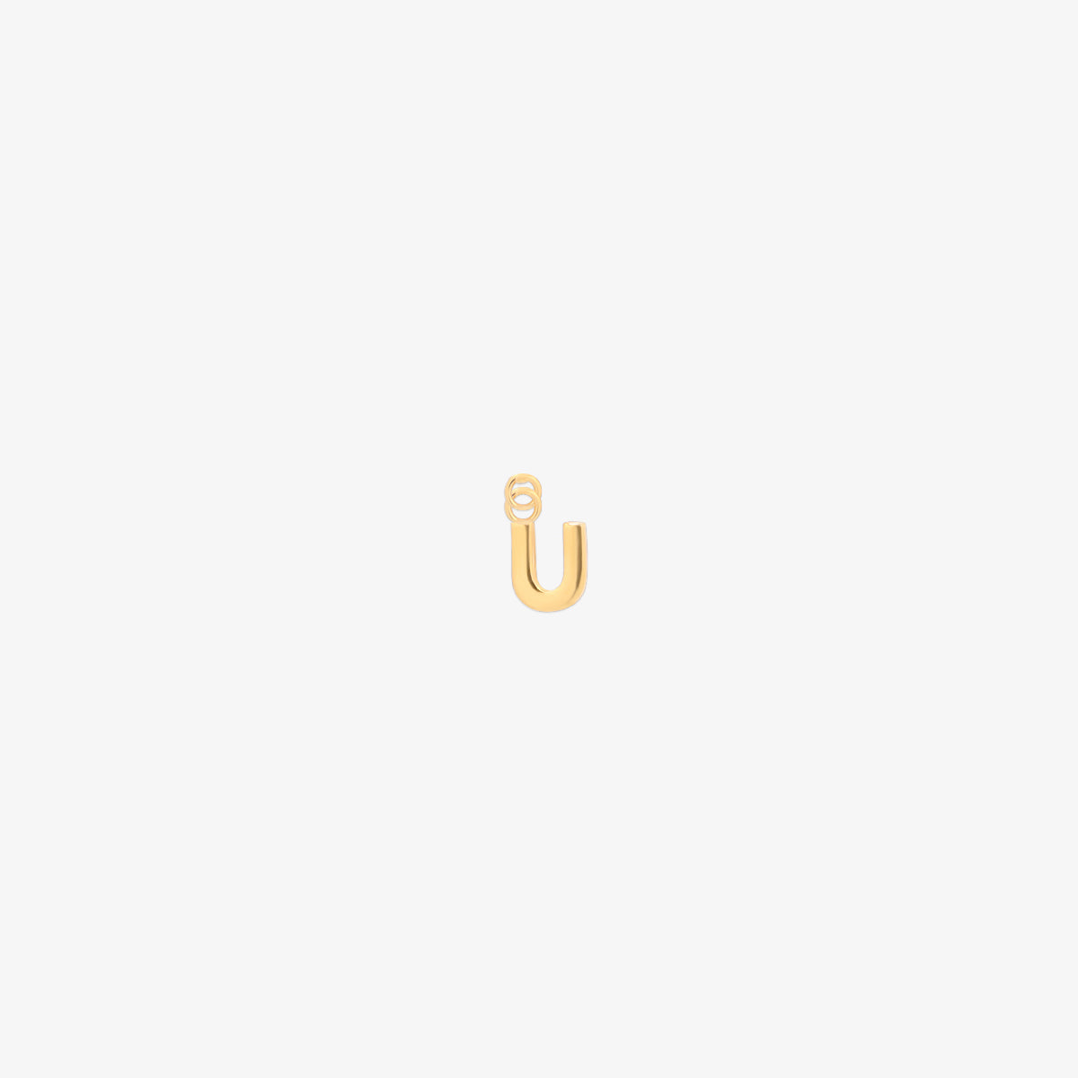 Classic gold initial pendant charm with a smooth, polished surface and elegant serif lettering.