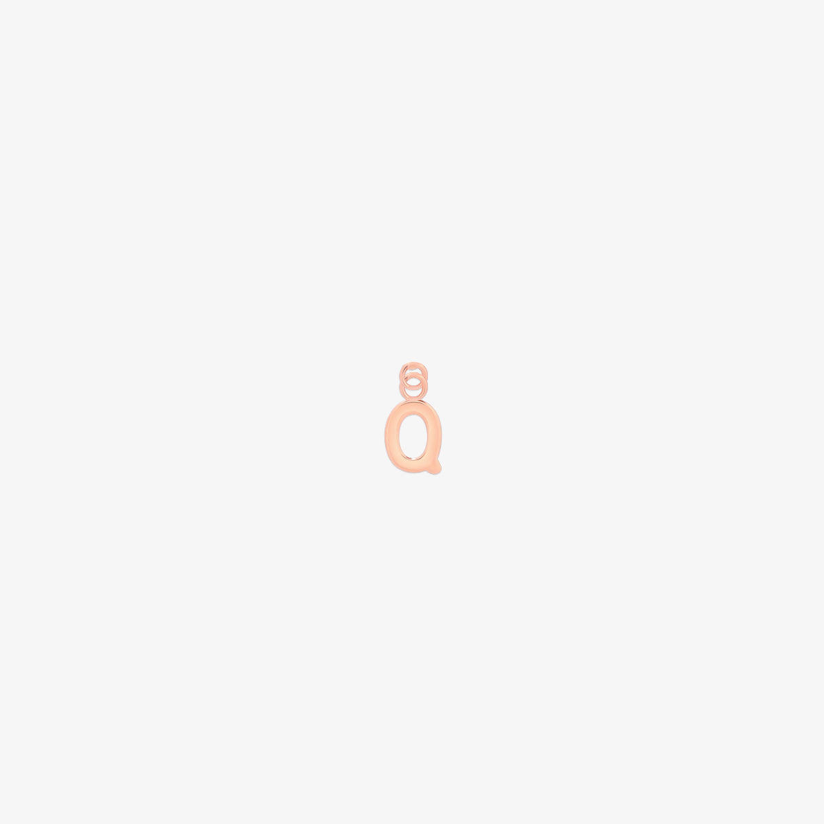 Classic rose gold initial pendant charm with a smooth, polished surface and elegant serif lettering.