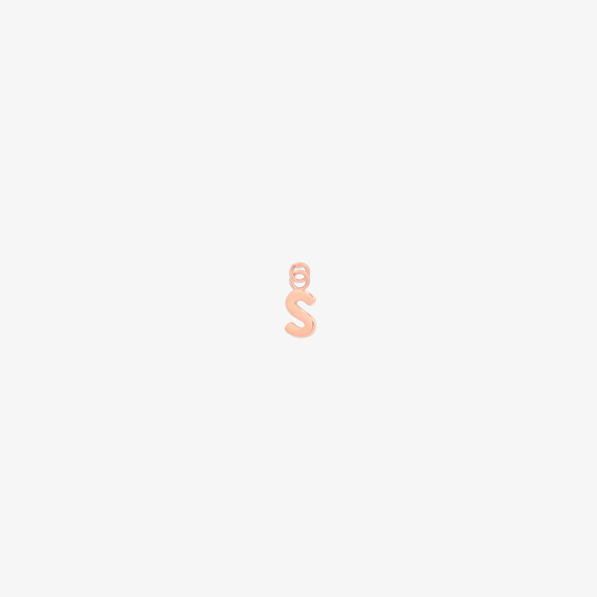 Classic rose gold initial pendant charm with a smooth, polished surface and elegant serif lettering.