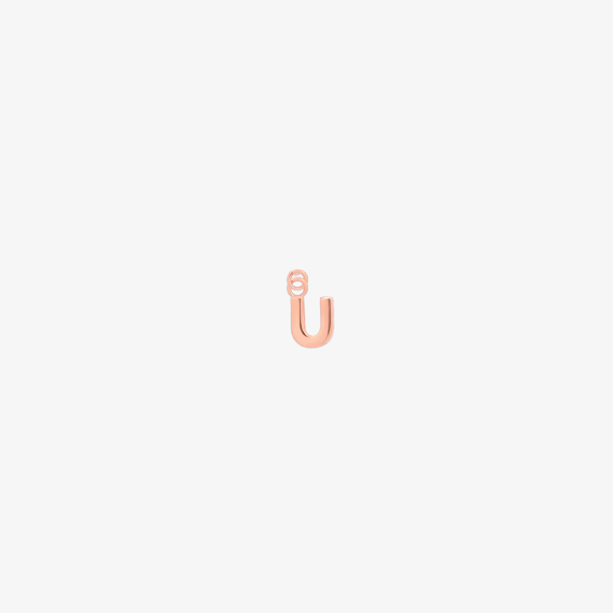 Classic rose gold initial pendant charm with a smooth, polished surface and elegant serif lettering.