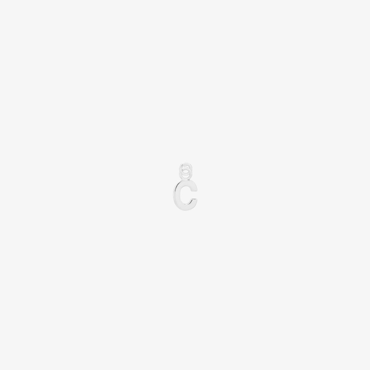 Classic silver initial pendant charm with a smooth, polished surface and elegant serif lettering.