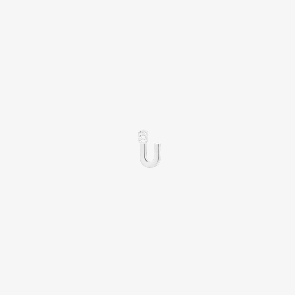 Classic silver initial pendant charm with a smooth, polished surface and elegant serif lettering.