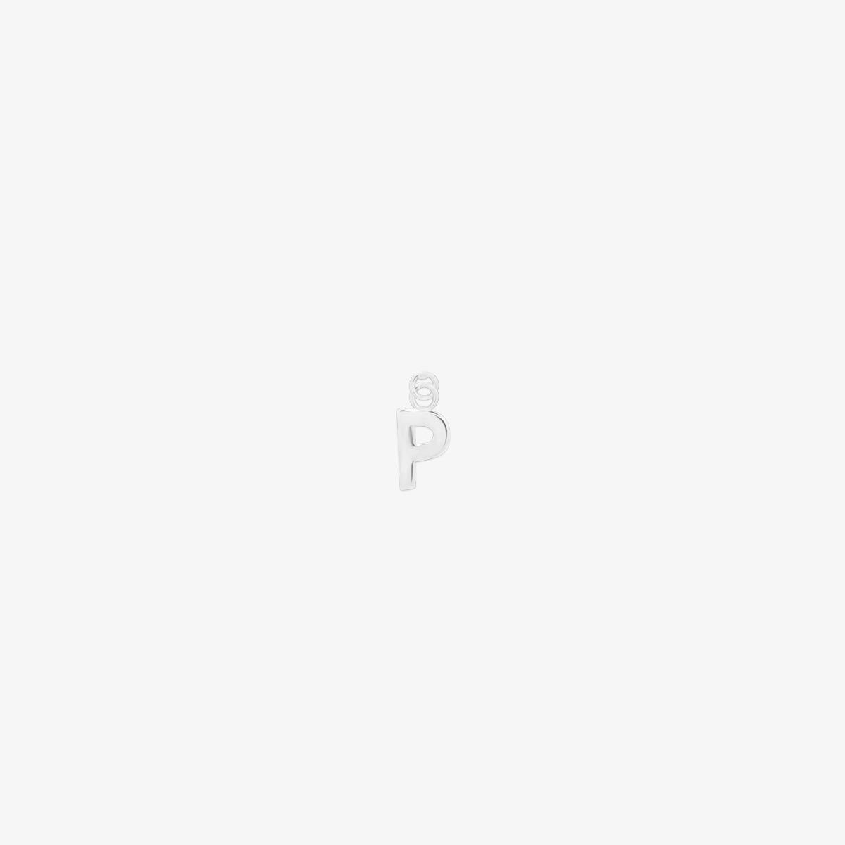 Classic silver initial pendant charm with a smooth, polished surface and elegant serif lettering.