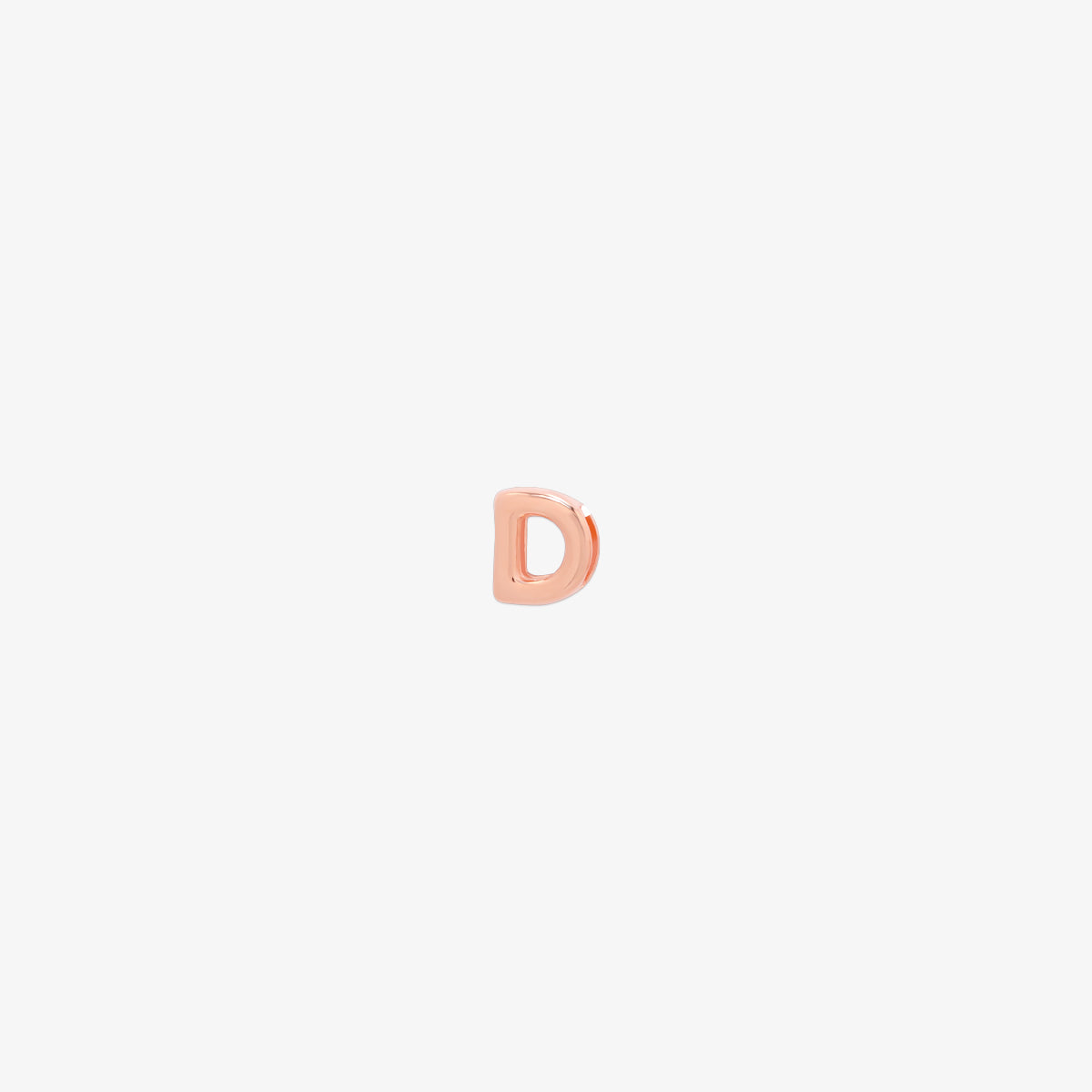 rose gold Bubble-style initial pendant charm with a playful, rounded font and smooth, polished finish.
