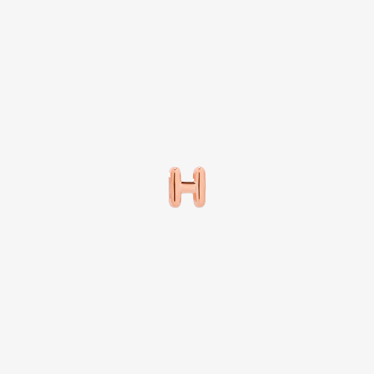 rose gold Bubble-style initial pendant charm with a playful, rounded font and smooth, polished finish.