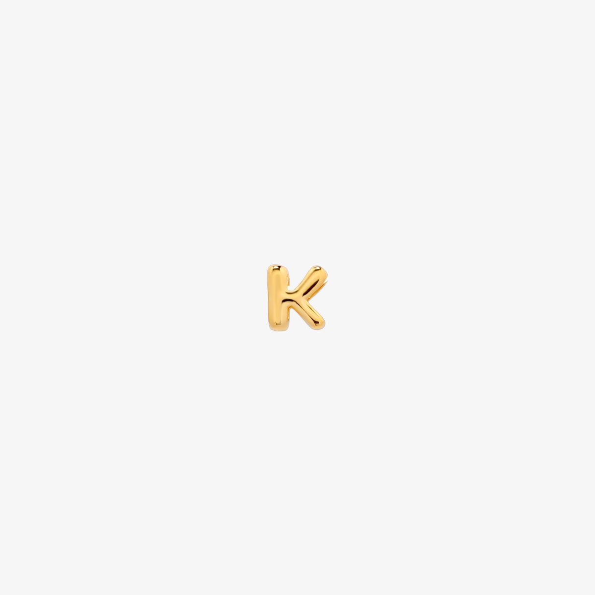 gold Bubble-style initial pendant charm with a playful, rounded font and smooth, polished finish.