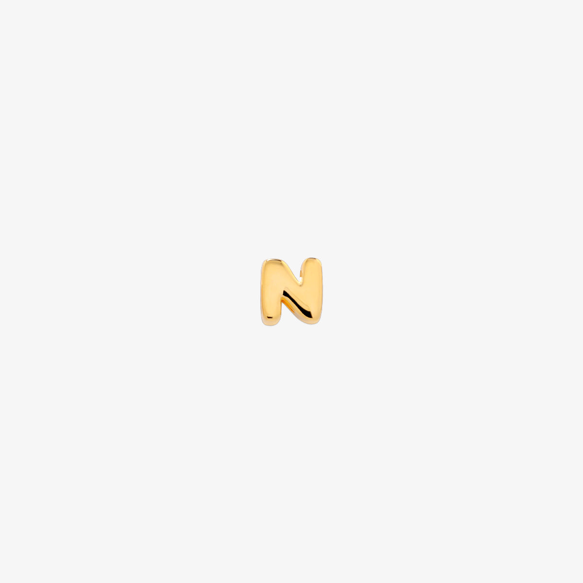 gold Bubble-style initial pendant charm with a playful, rounded font and smooth, polished finish.
