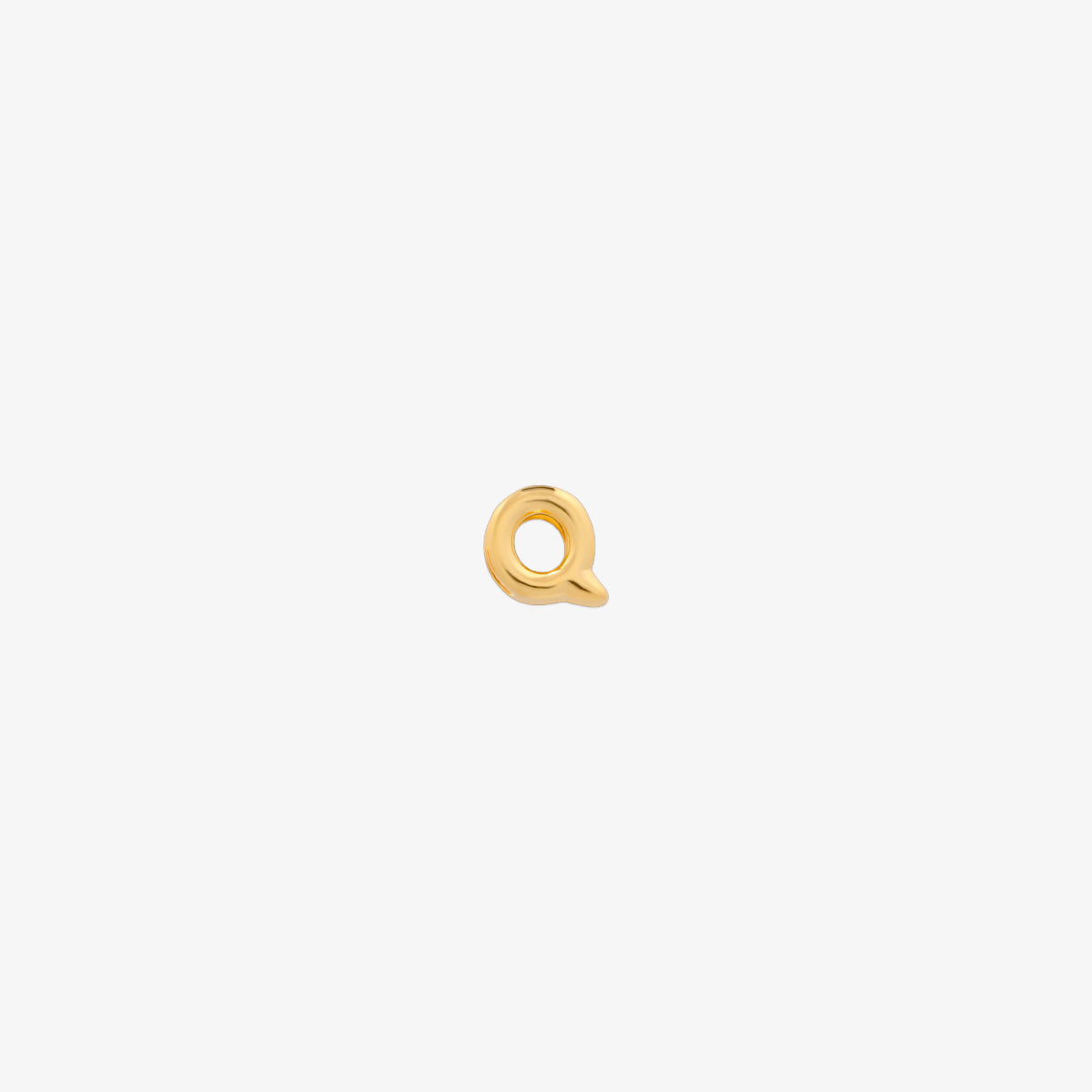 gold Bubble-style initial pendant charm with a playful, rounded font and smooth, polished finish.