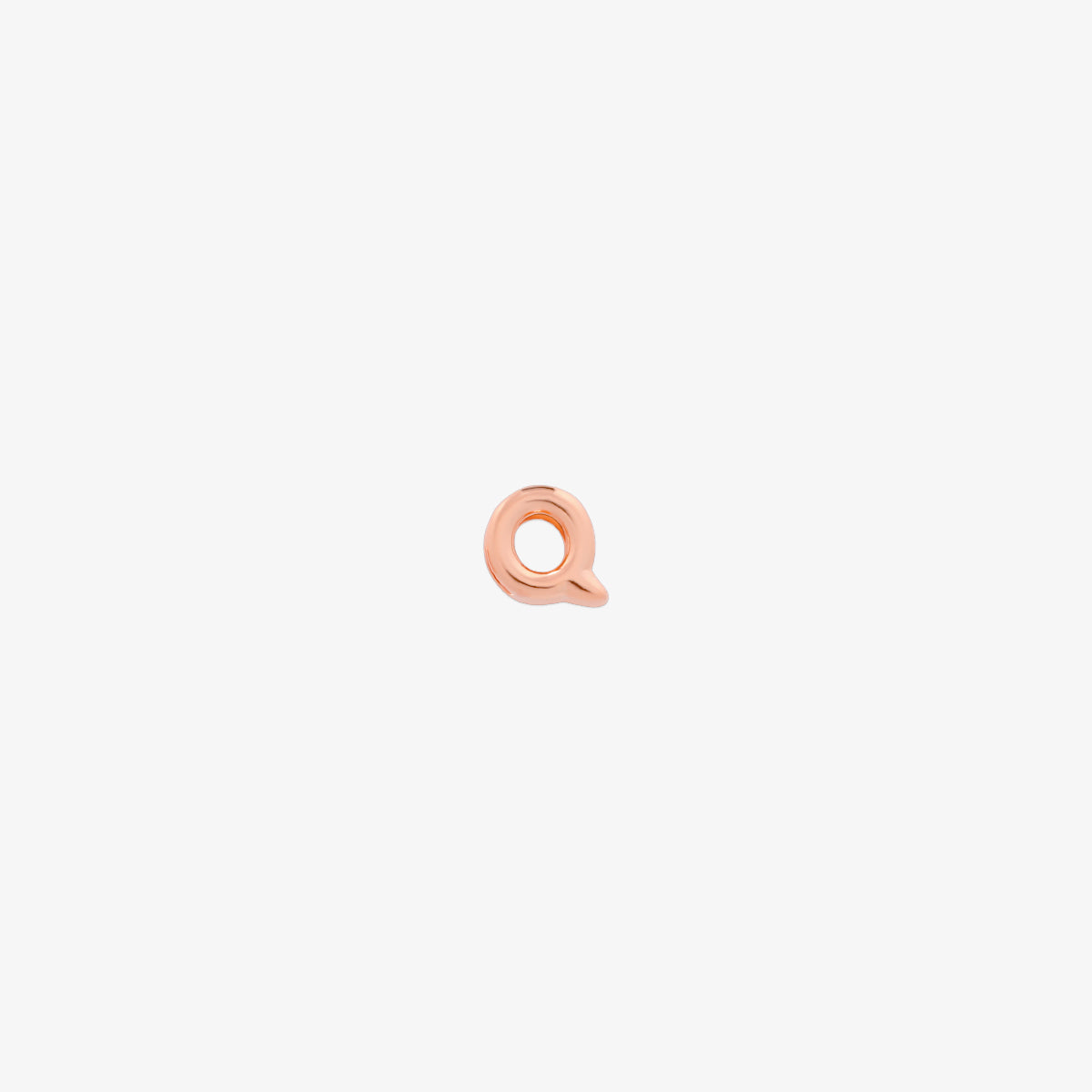 rose gold Bubble-style initial pendant charm with a playful, rounded font and smooth, polished finish.