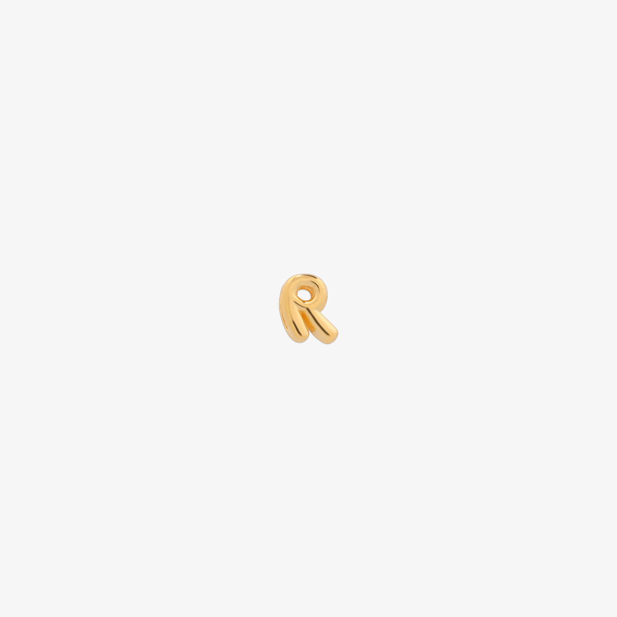 gold Bubble-style initial pendant charm with a playful, rounded font and smooth, polished finish.