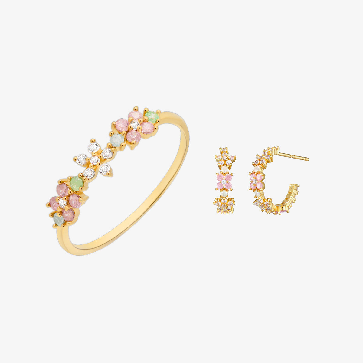 Rose Quartz Flower Set in Gold