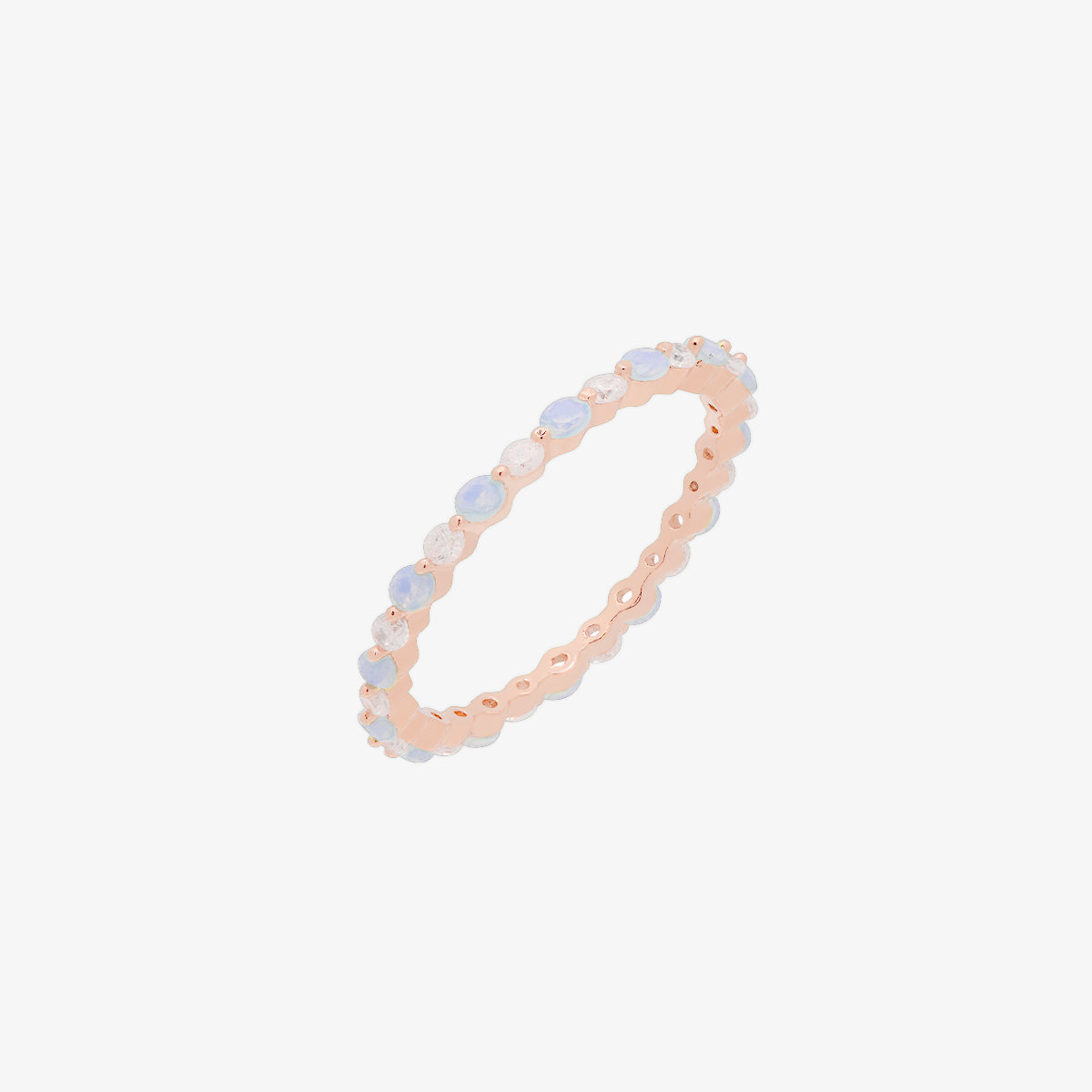 Baby Blue Moonstone ring in 18k rose gold plated by nabilondon jewellery based in london