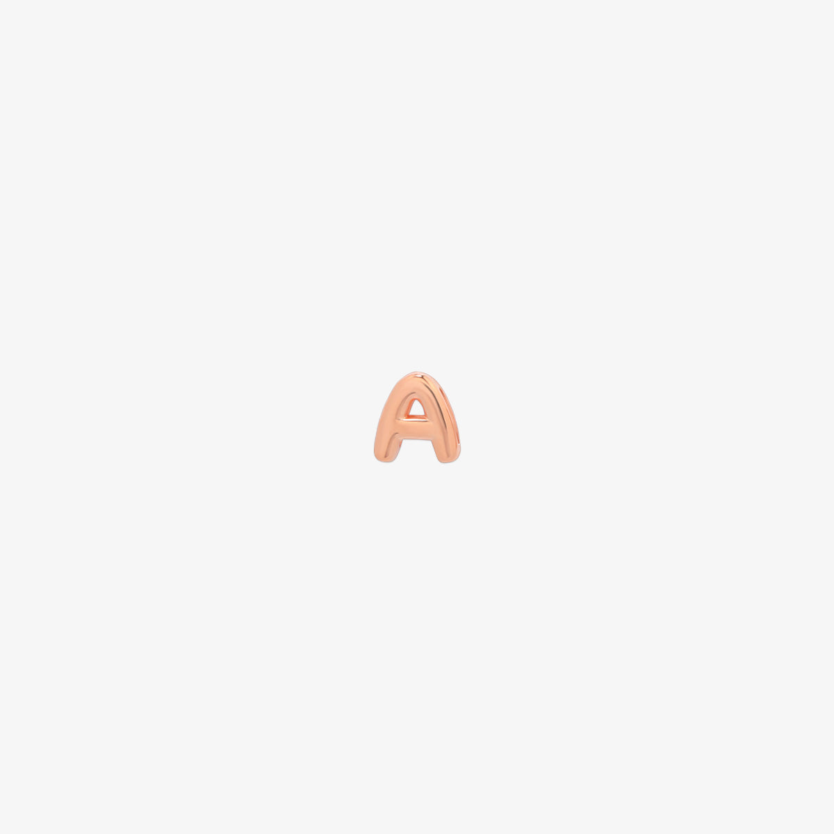 rose gold Bubble-style initial pendant charm with a playful, rounded font and smooth, polished finish.