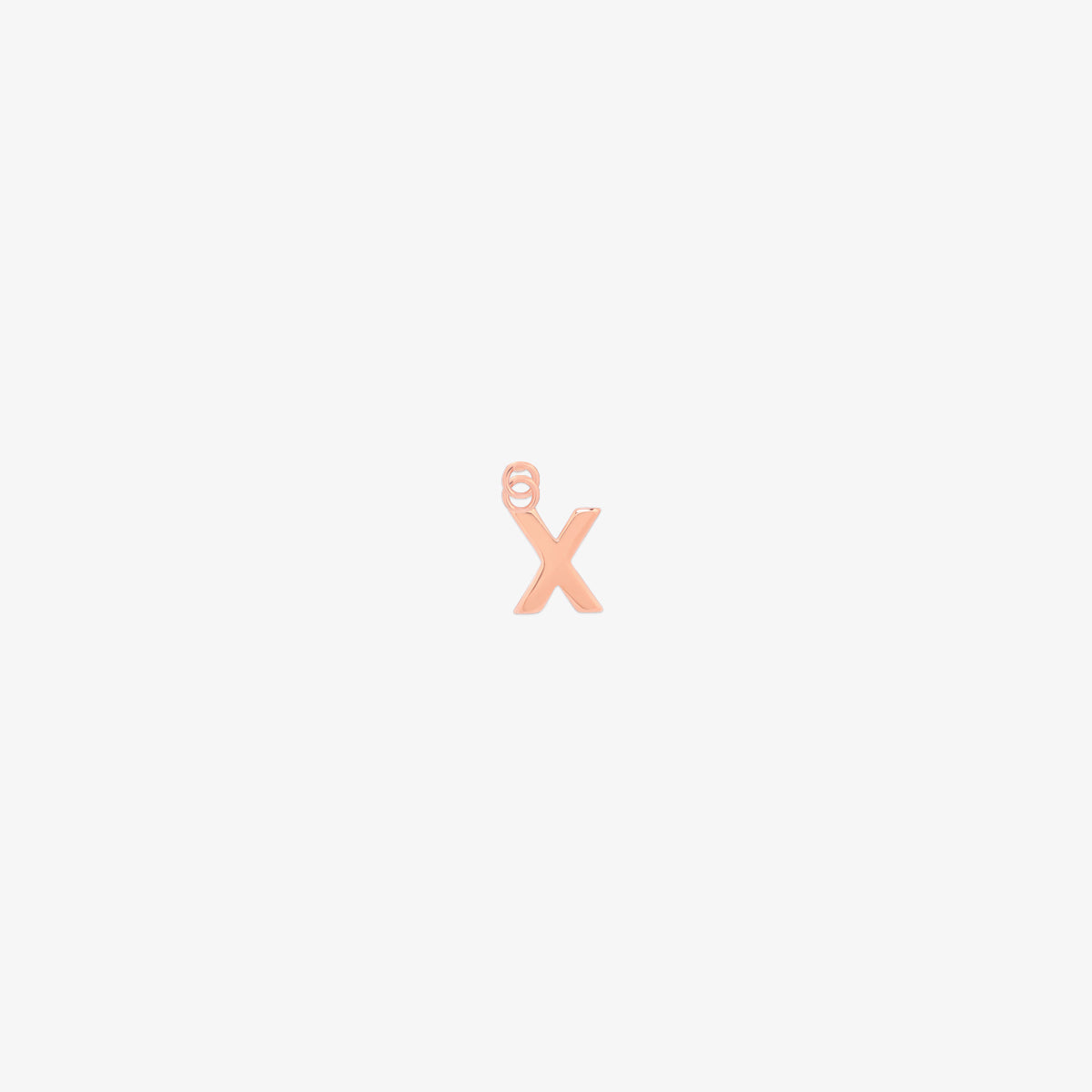 Classic rose gold initial pendant charm with a smooth, polished surface and elegant serif lettering.