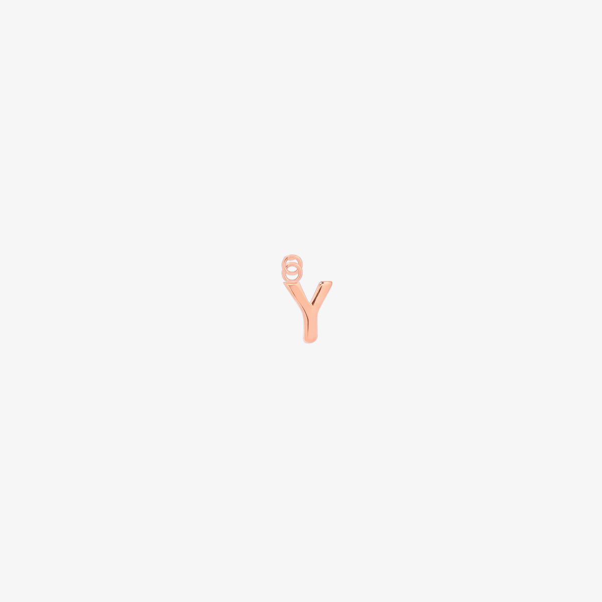Classic rose gold initial pendant charm with a smooth, polished surface and elegant serif lettering.