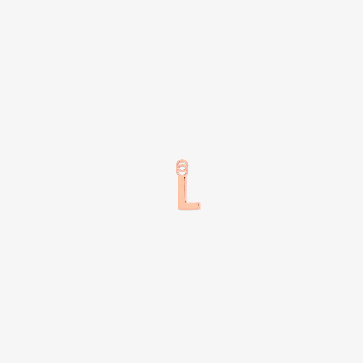 Classic rose gold initial pendant charm with a smooth, polished surface and elegant serif lettering.