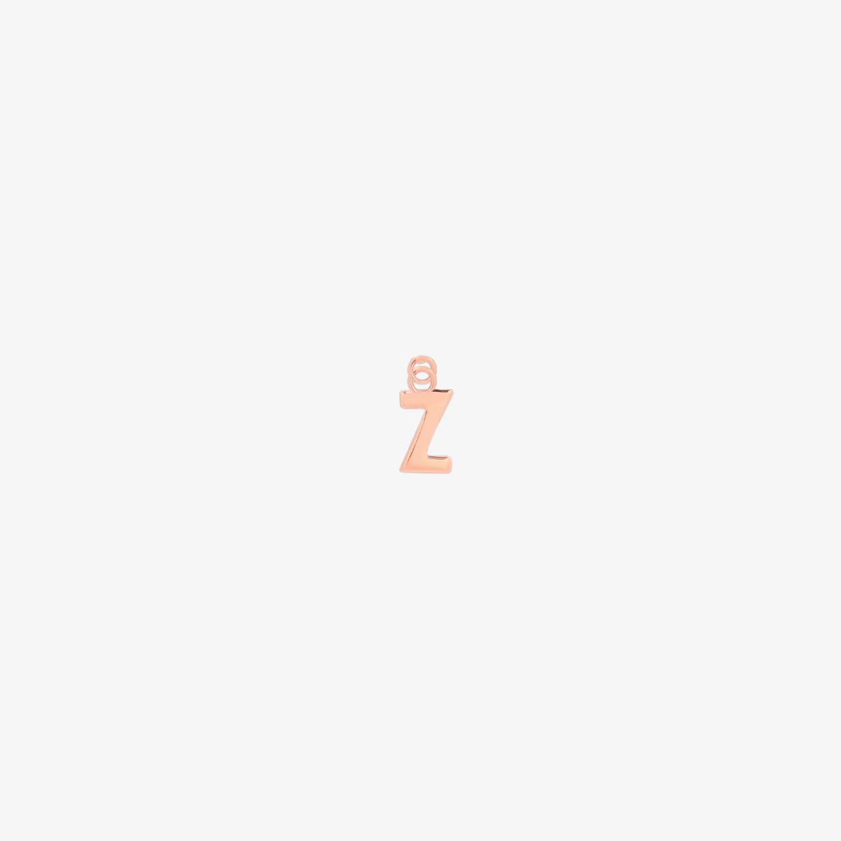 Classic rose gold initial pendant charm with a smooth, polished surface and elegant serif lettering.
