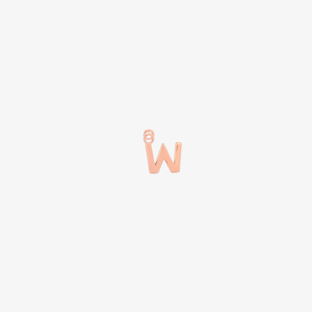 Classic rose gold initial pendant charm with a smooth, polished surface and elegant serif lettering.