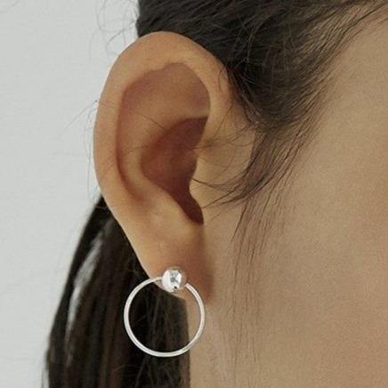 Ball with Line Circle Earrings featuring a modern geometric design with a delicate ball and sleek line detail, offering minimalist elegance and everyday versatility.