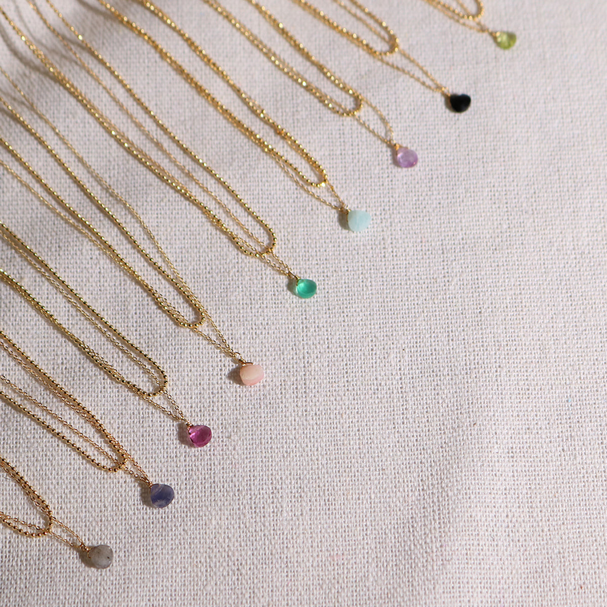 Gemstone two chains layered necklace