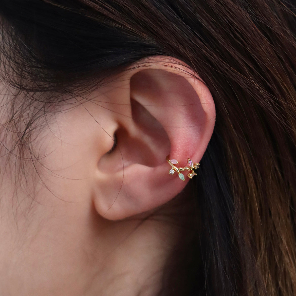 Rainbow Gem Ear Cuff