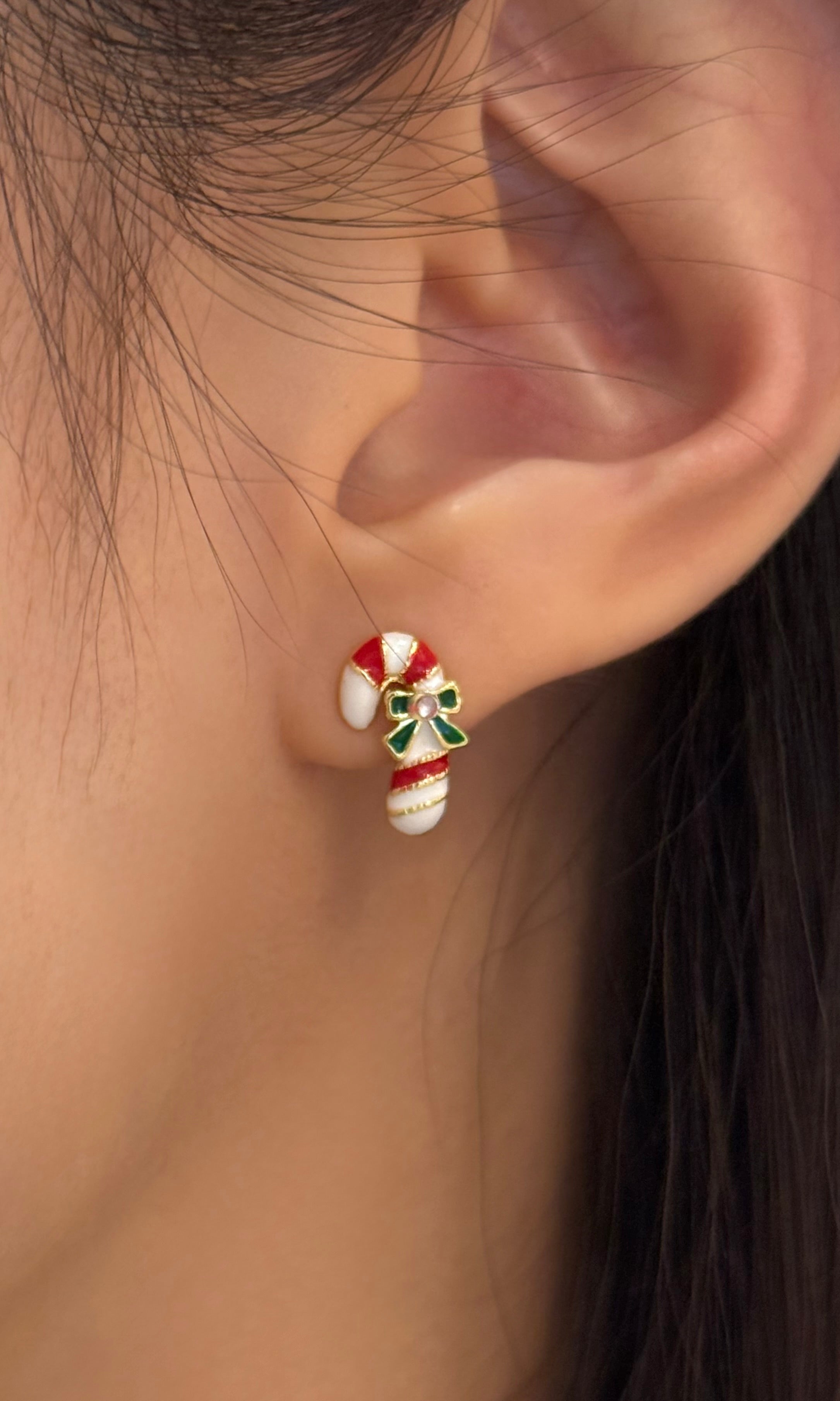 Christmas candy cane earrings