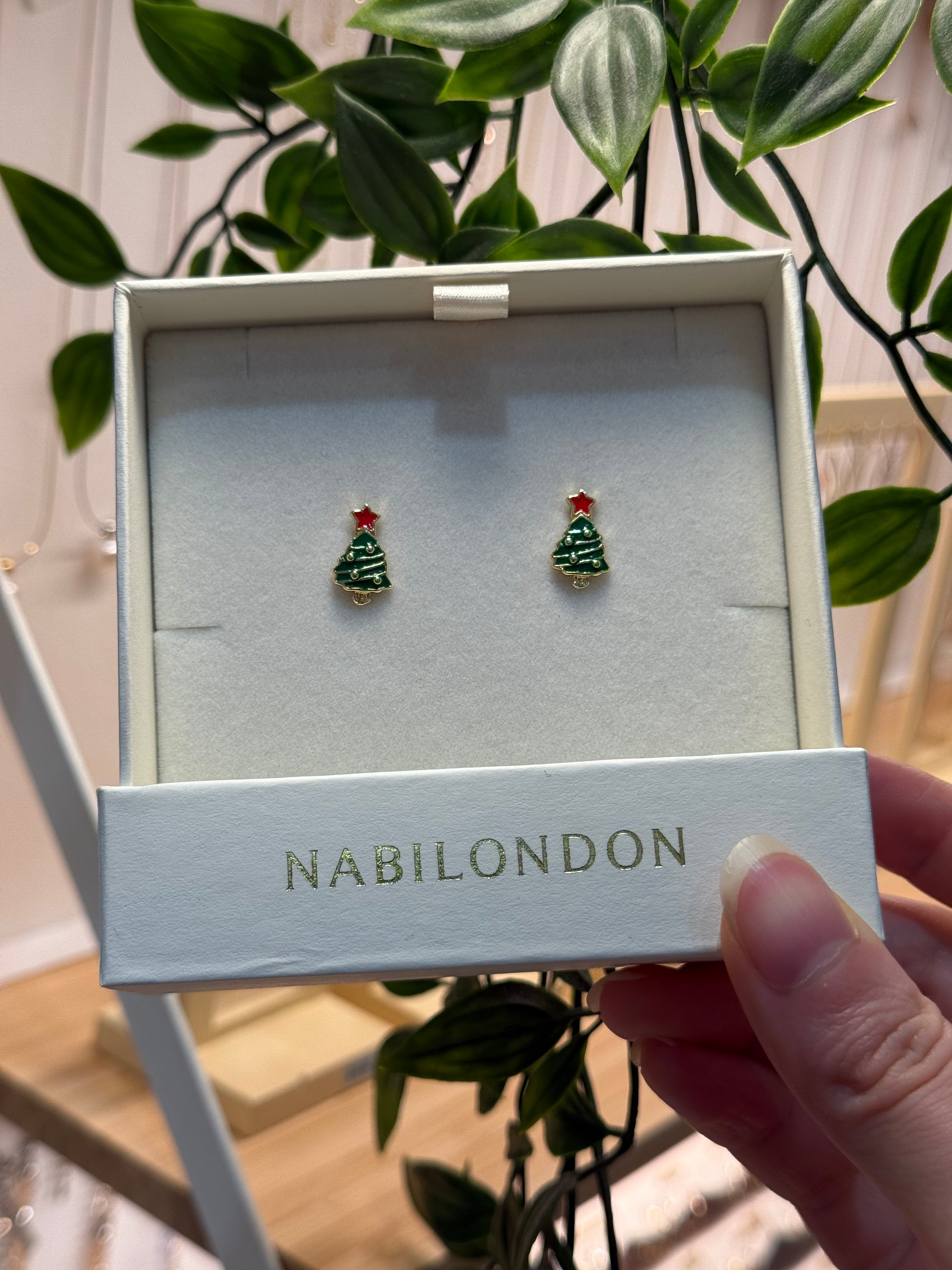 Christmas tinsel baubles tree earrings