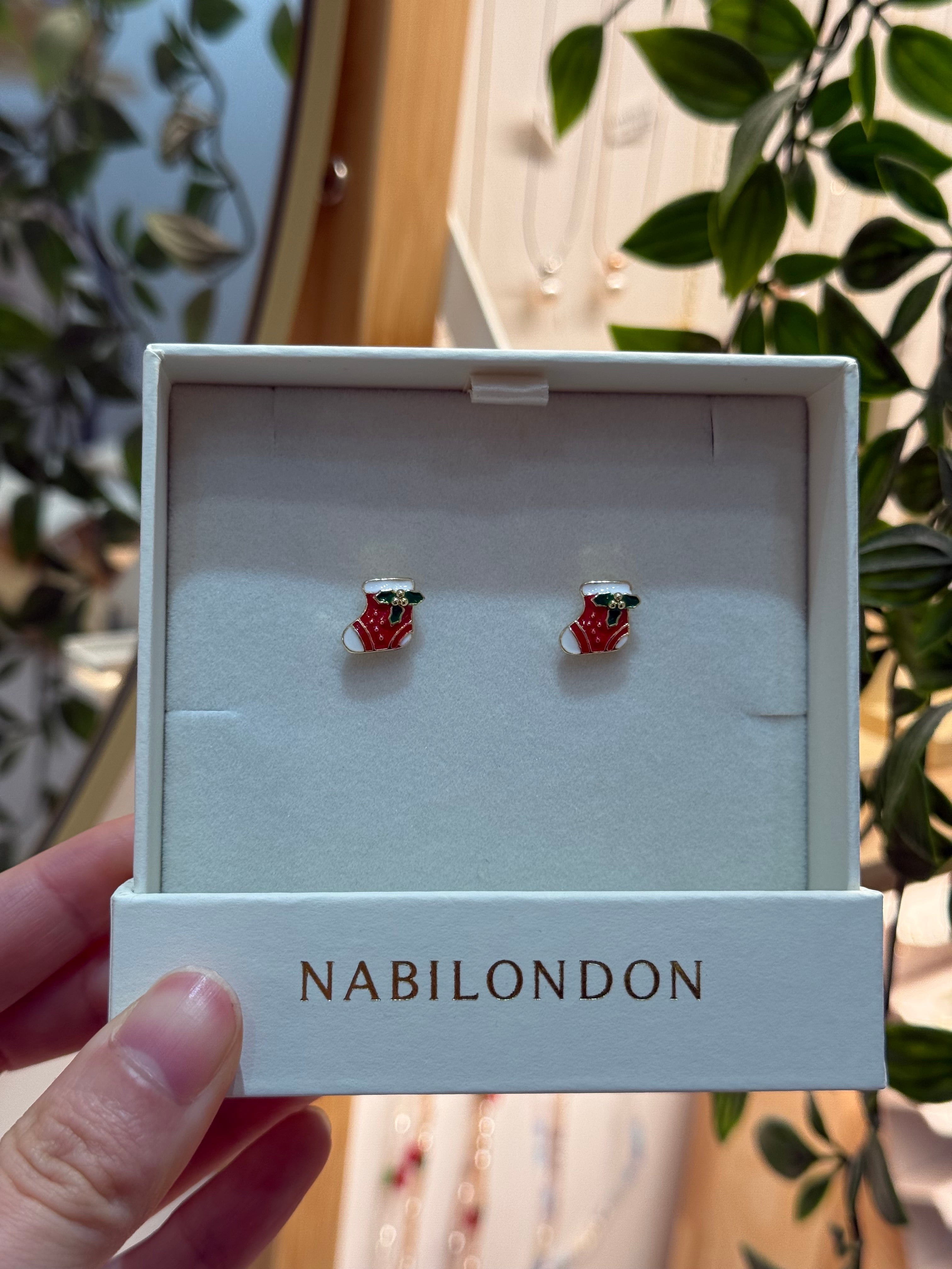 Christmas socks earrings