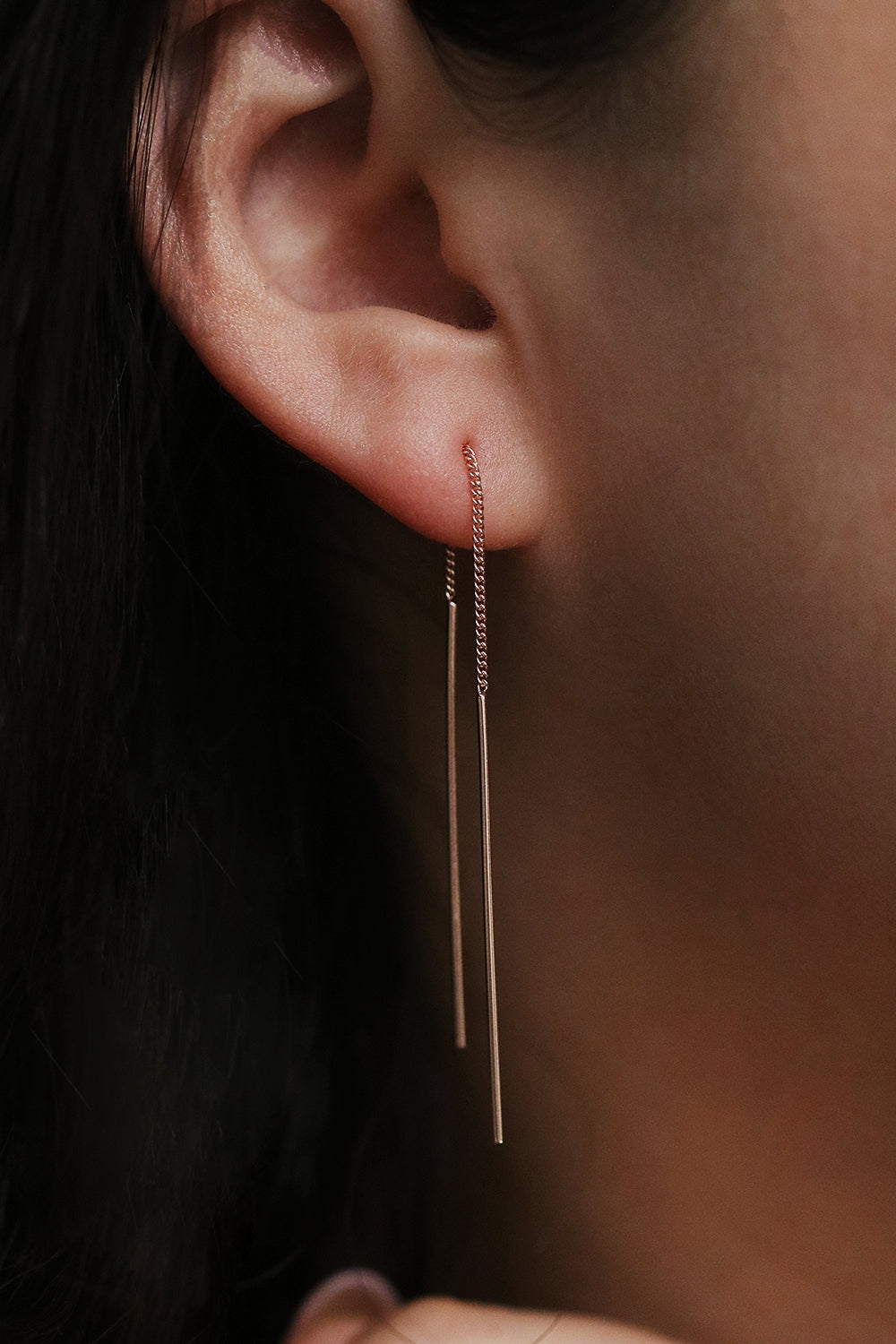 Drop stick long threader earrings