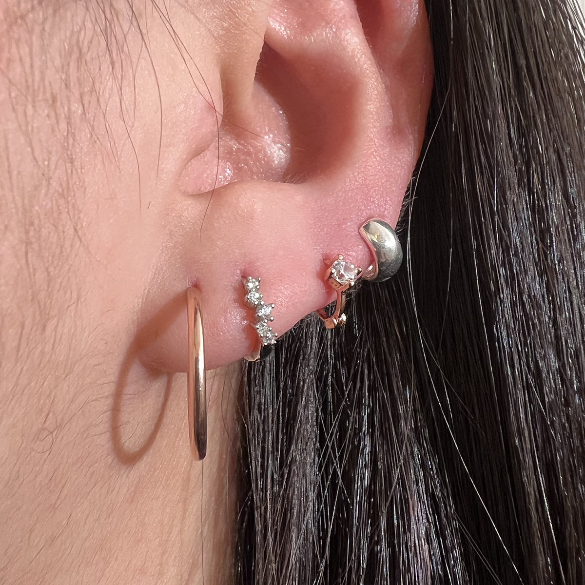 Single White Topaz Huggie Earrings