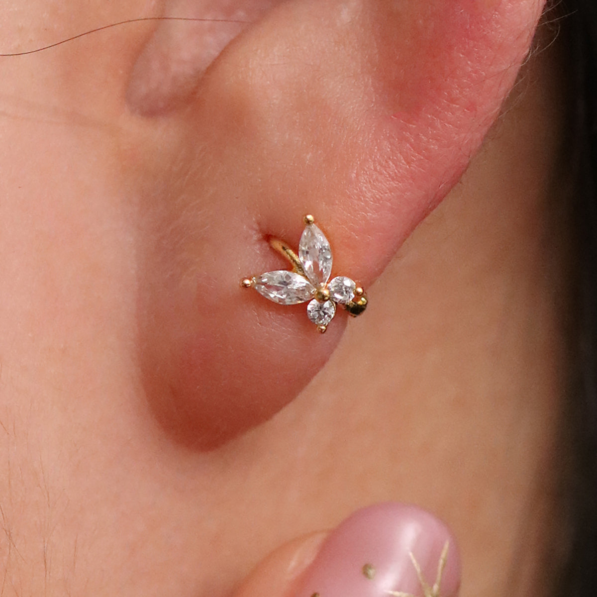 Crystal Butterfly Huggie Earring