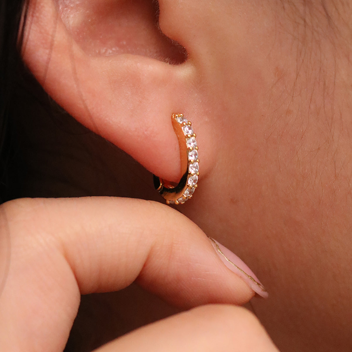 Claw pave huggie earrings