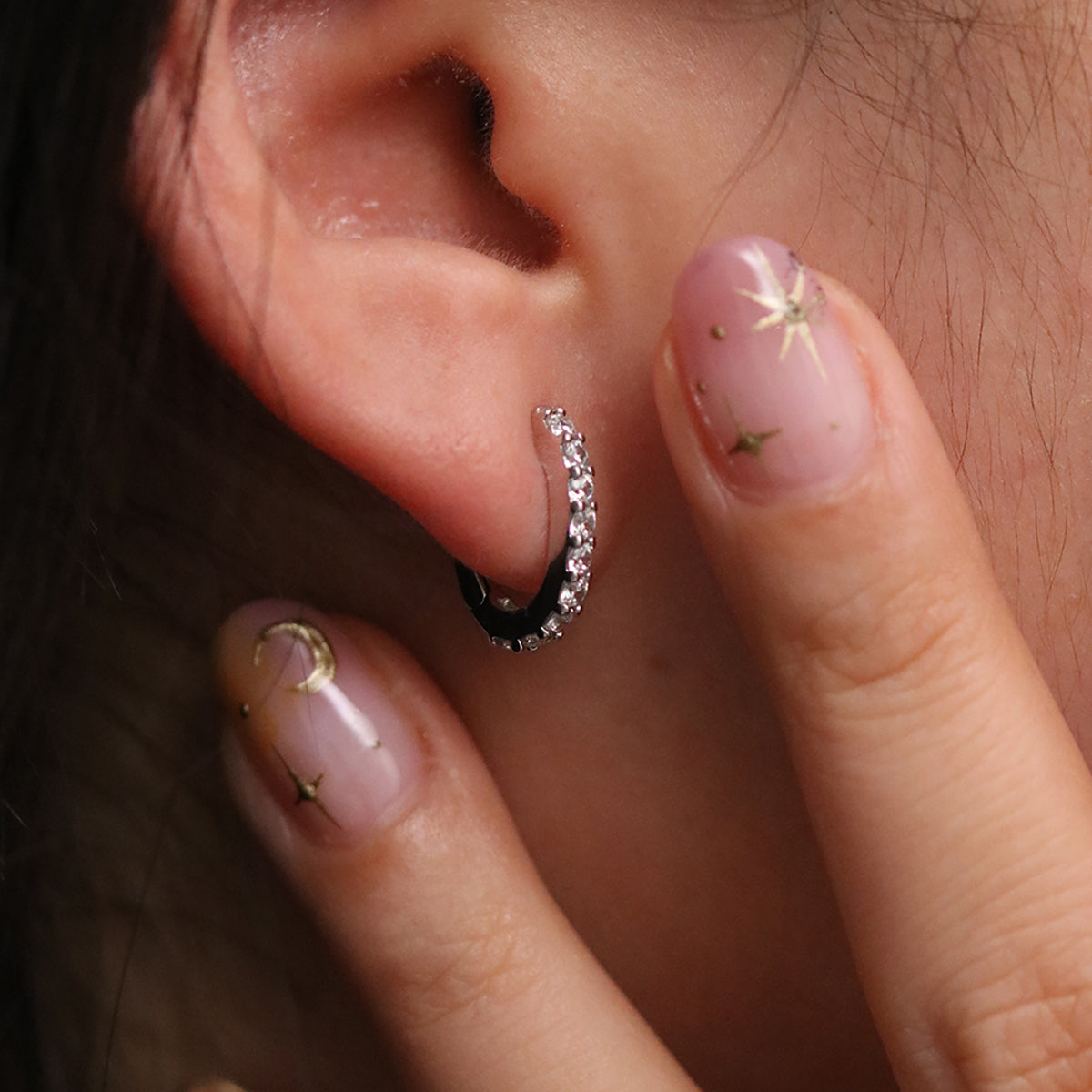 Claw pave huggie earrings