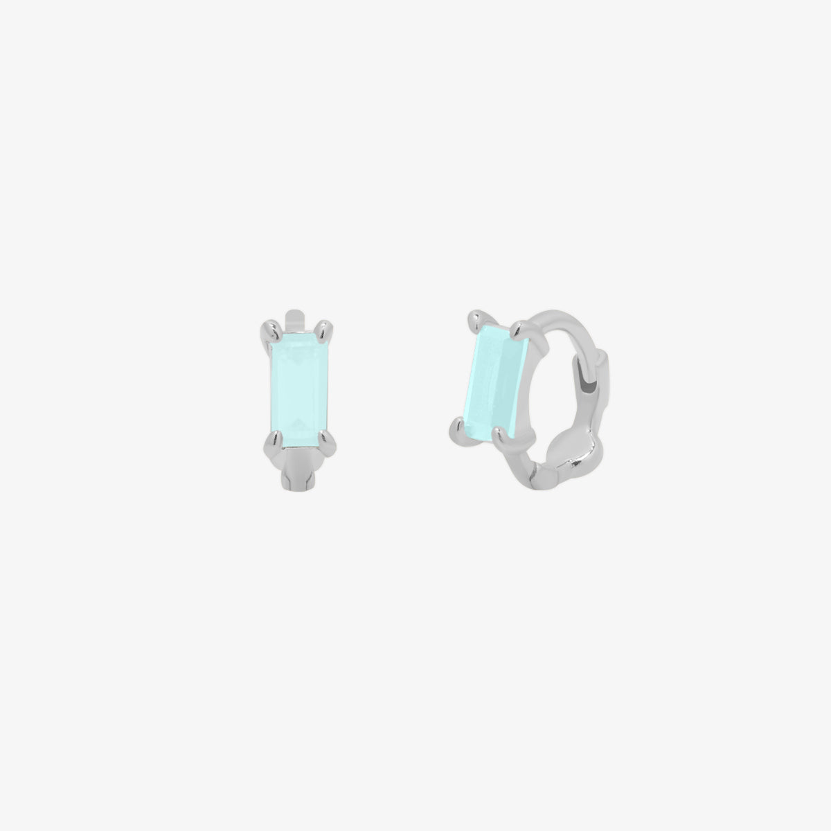 Baguette gemstone huggie earring