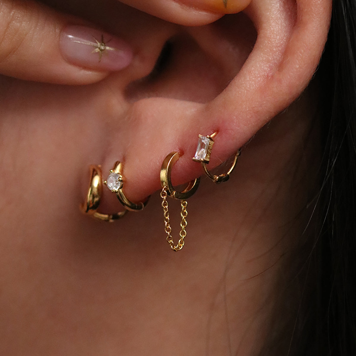 Single Cubic Huggie Earring