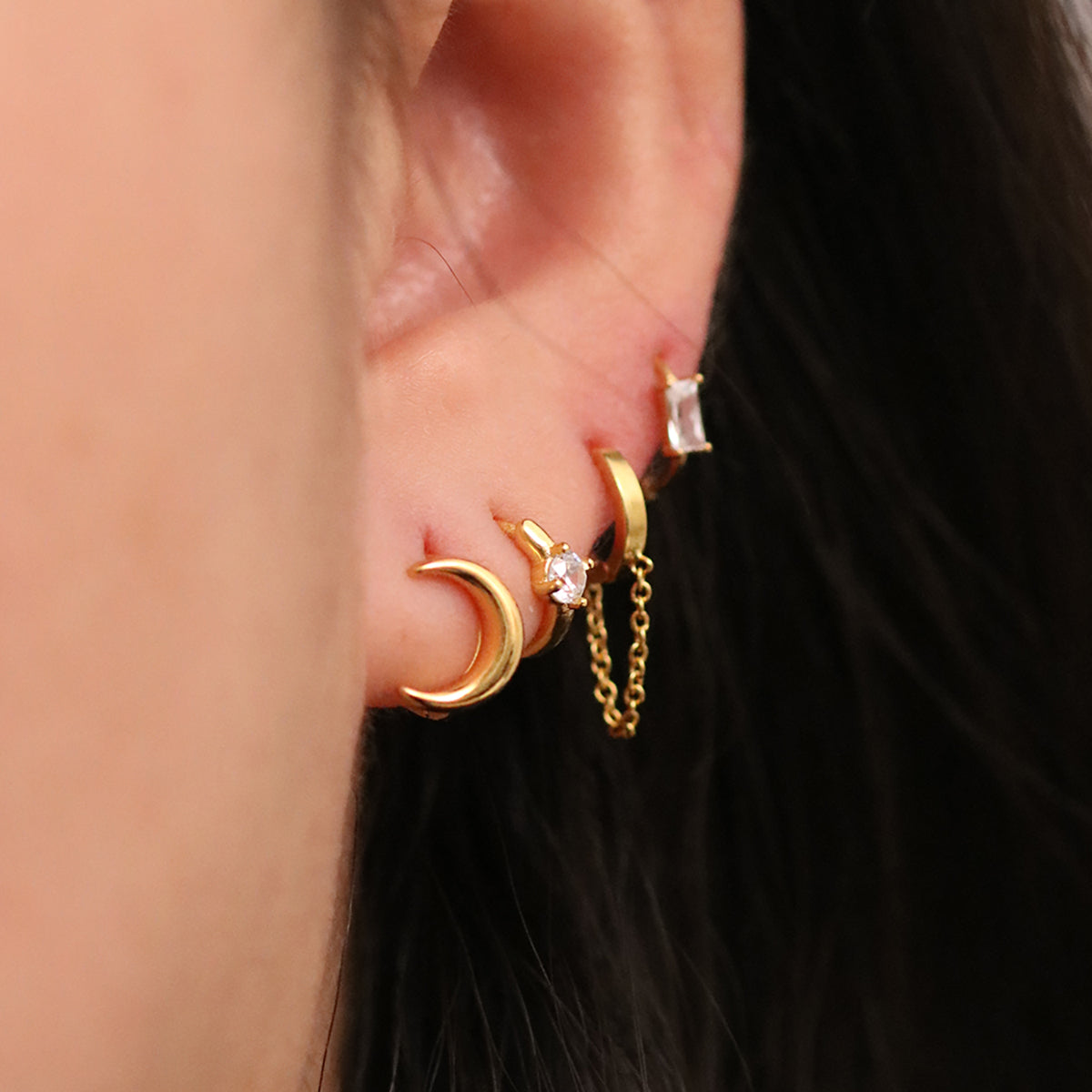 Single Cubic Huggie Earring