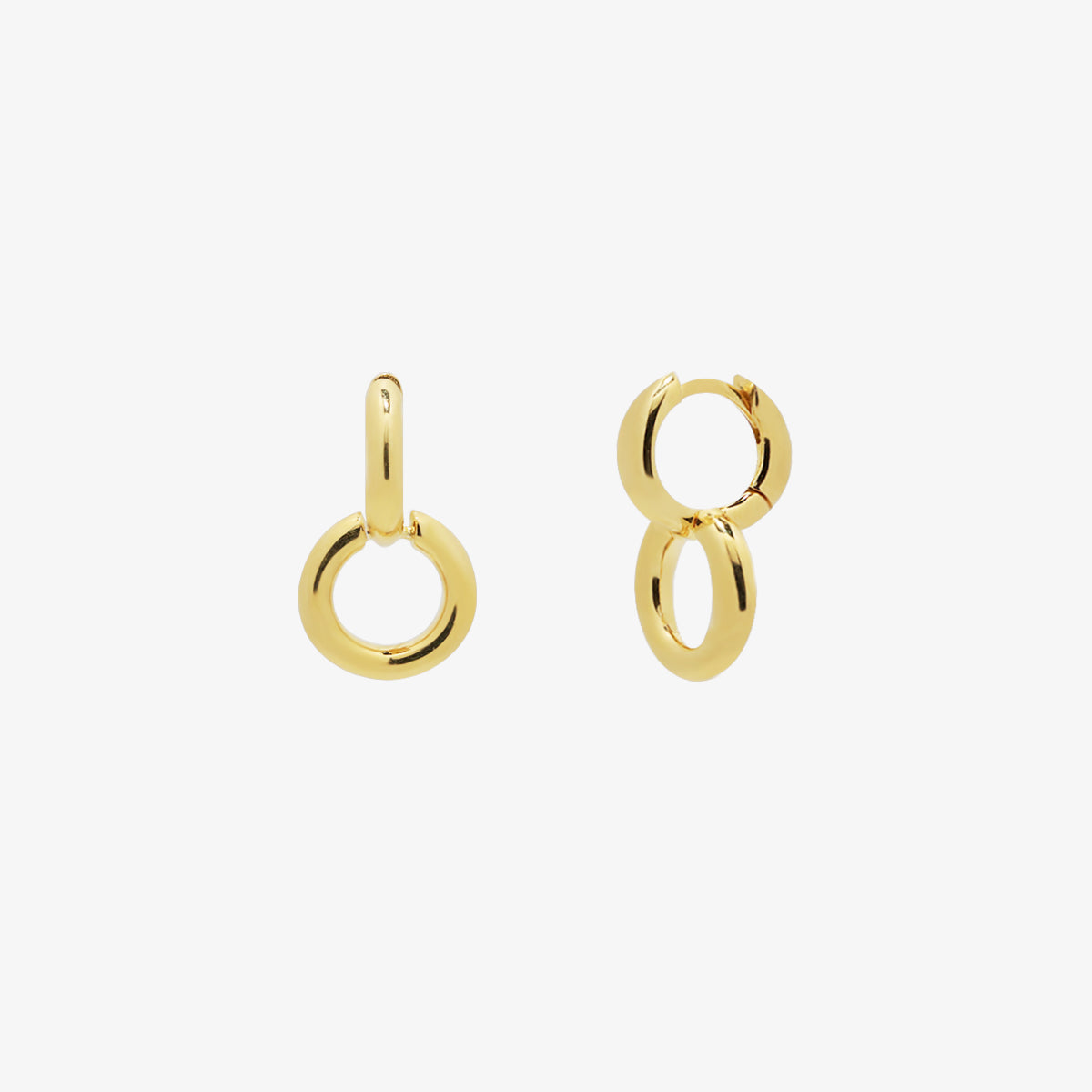 Chunky circle drop huggie earrings