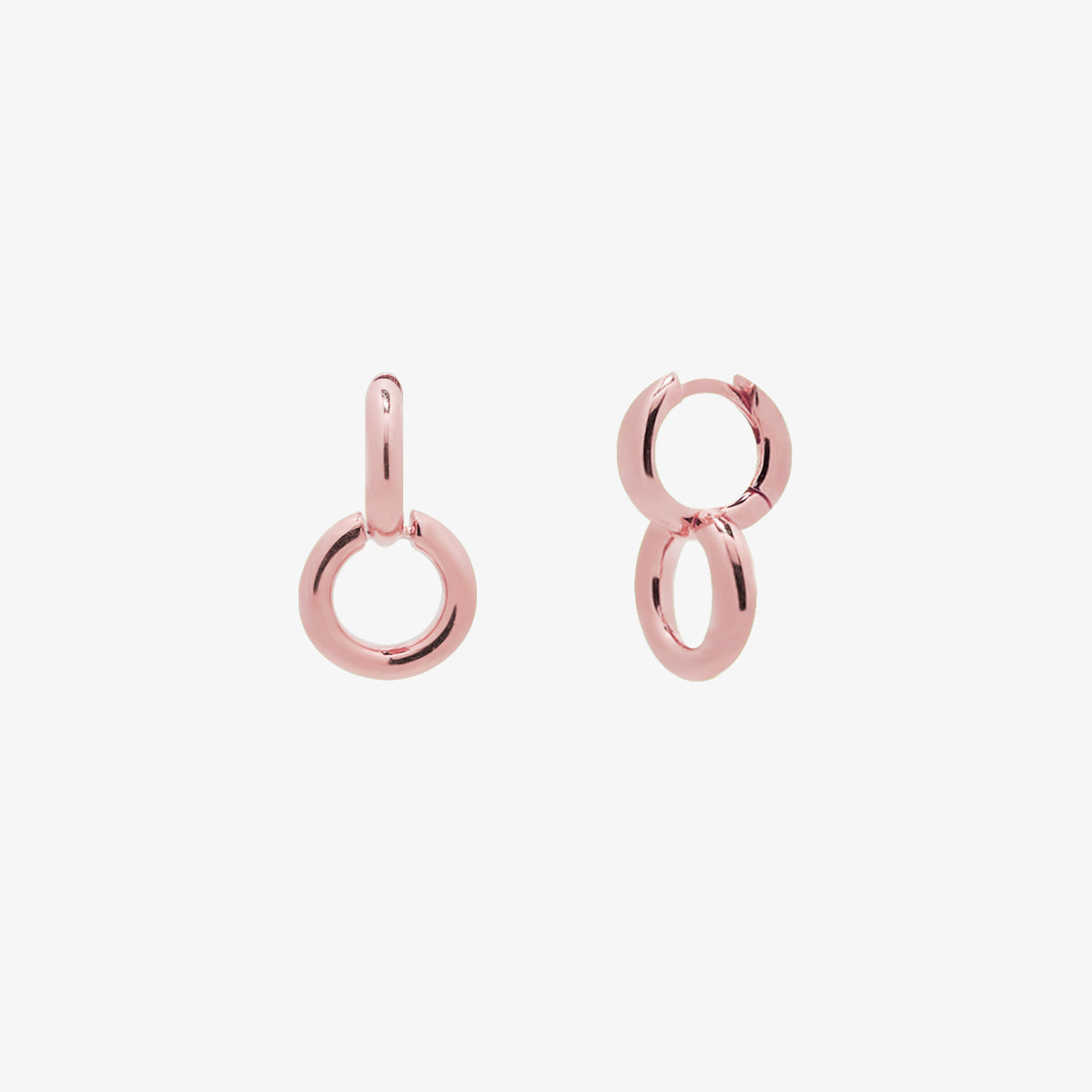 Chunky circle drop huggie earrings