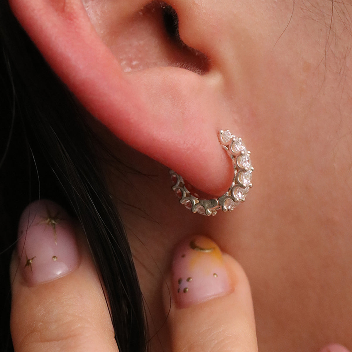 Chunky pave huggie earrings