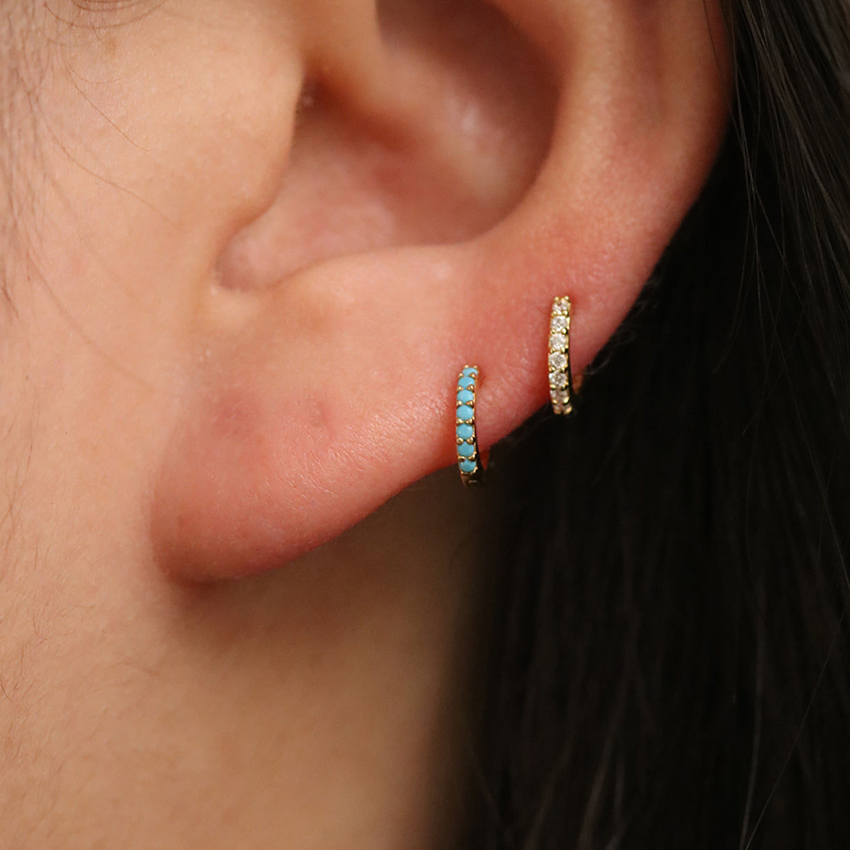 Turquoise Huggie Earrings