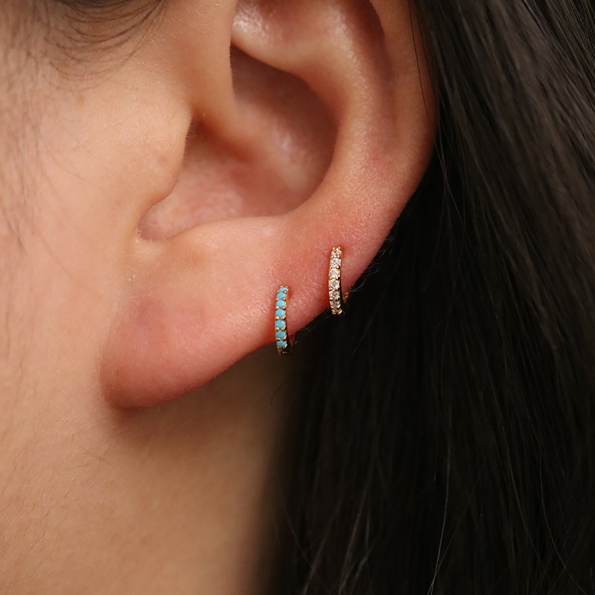 Turquoise Huggie Earrings