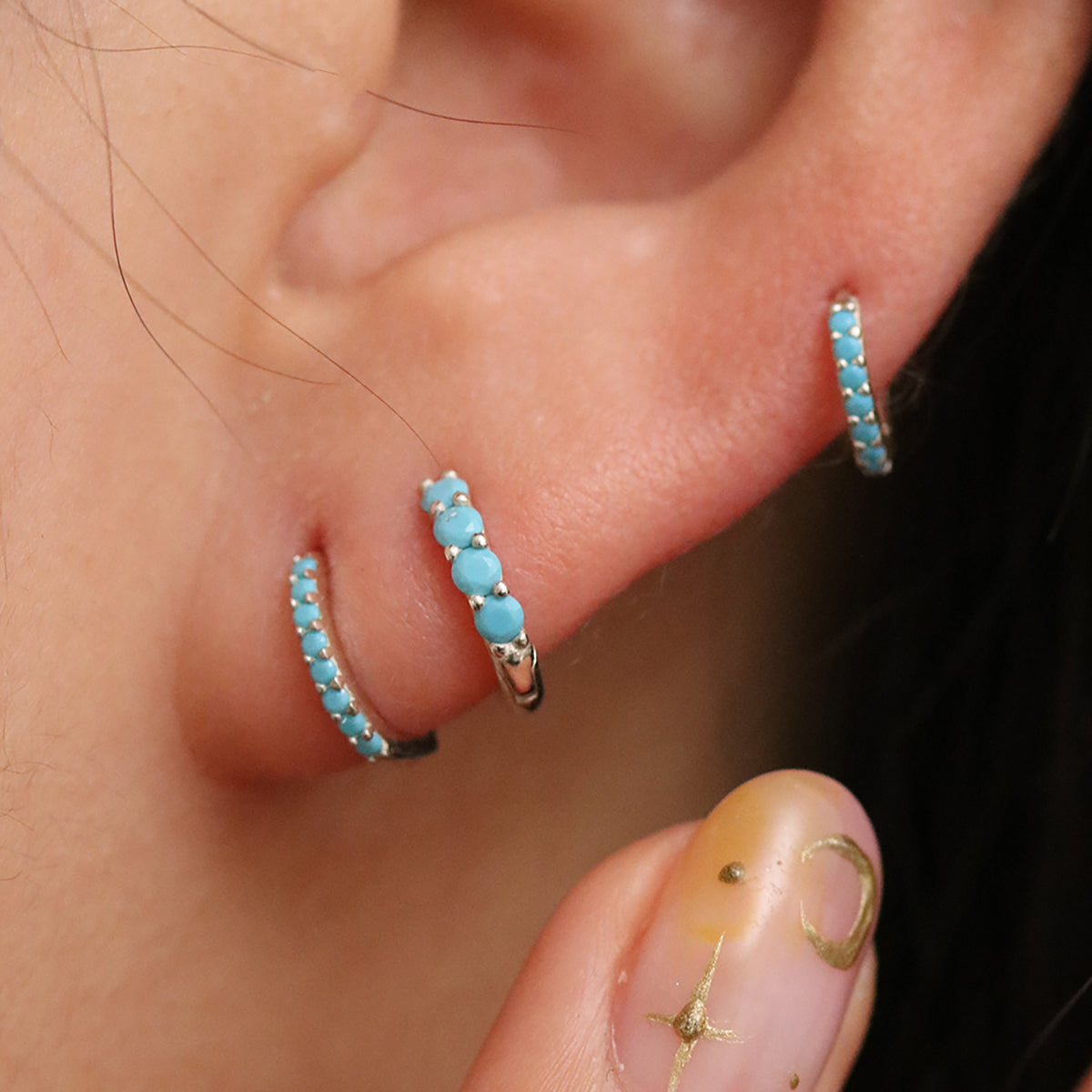 Turquoise Huggie Earrings