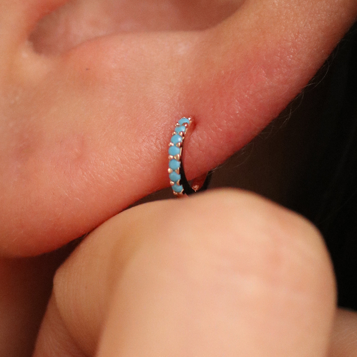 Turquoise Huggie Earrings